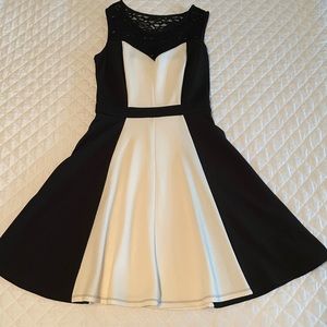 Casual dress, white and black, size 4